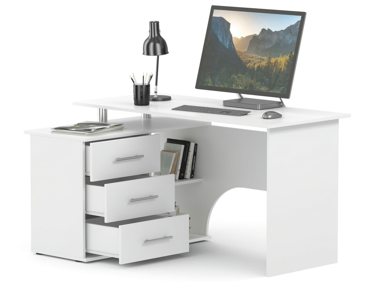Компьютерный стол КСТ-09 левый (Белый) Сокол - фото 2 - id-p204630055