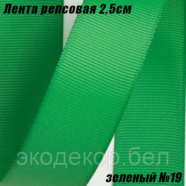 Лента репсовая 2,5см (18,29м). Зеленый №19 - фото 1 - id-p170635602