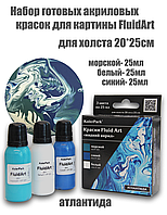 Набор акриловых красок FLUID ART АТЛАНТИДА ( 3цвета *25 мл) KolerPark