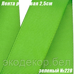 Лента репсовая 2,5см (18,29м). Зеленый №228
