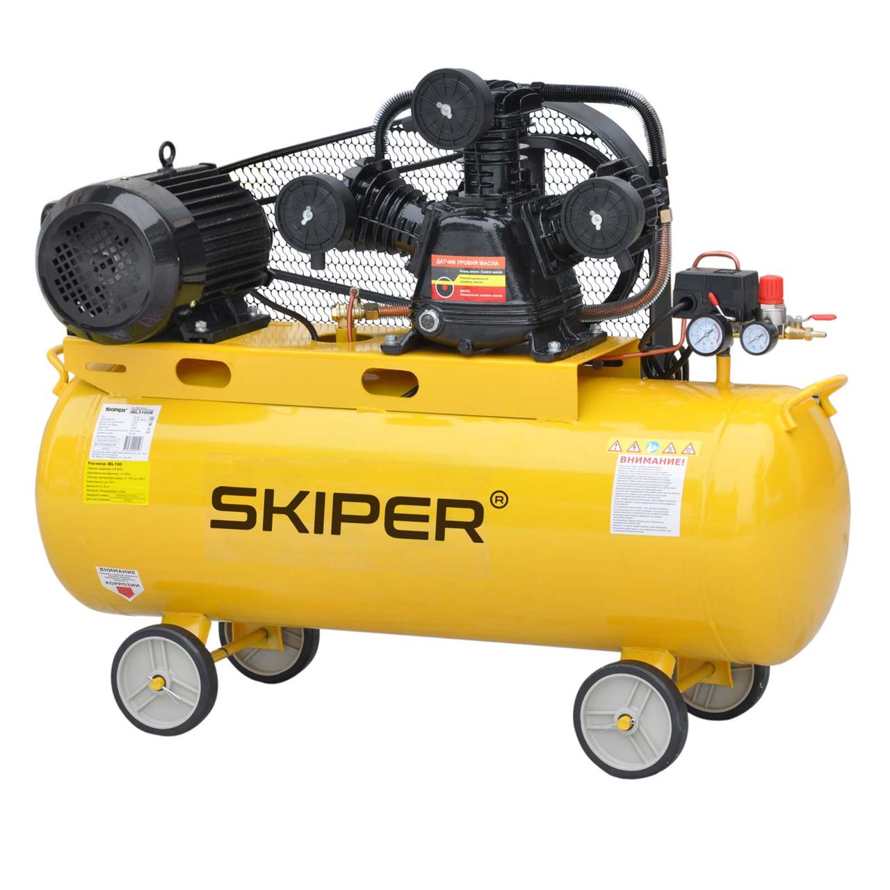 Воздушный компрессор SKIPER IBL3100B (до 600 л/мин, 8 атм, 100 л, 380 В, 3.0 кВт)