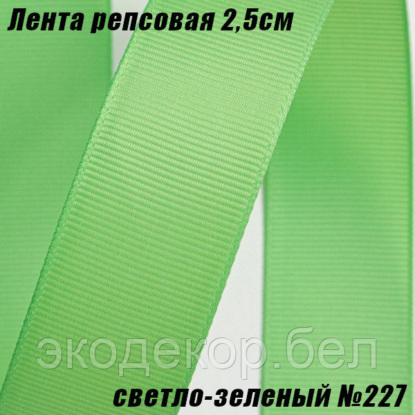 Лента репсовая 2,5см (18,29м). Светло-зеленый №227