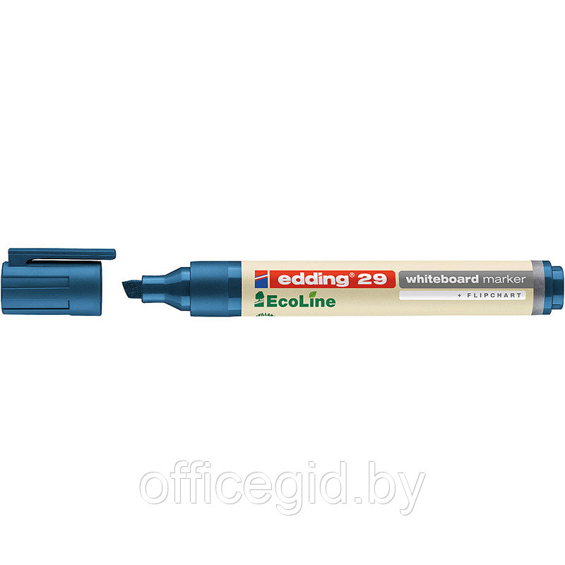 Маркер для белых досок edding 29 EcoLine Cap-off, скошенный наконечник, 1-5 мм Синий, (10 шт/уп) - фото 1 - id-p204644098