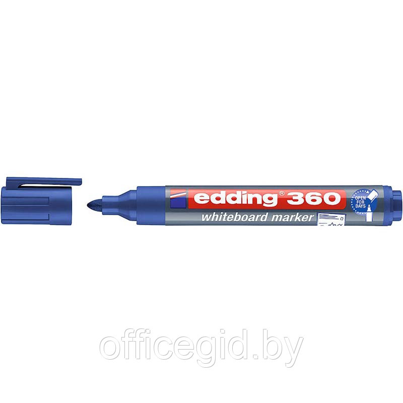 Маркер для белых досок edding 360, круглый наконечник, 1.5-3 мм Синий, (10 шт/уп) - фото 1 - id-p204644104