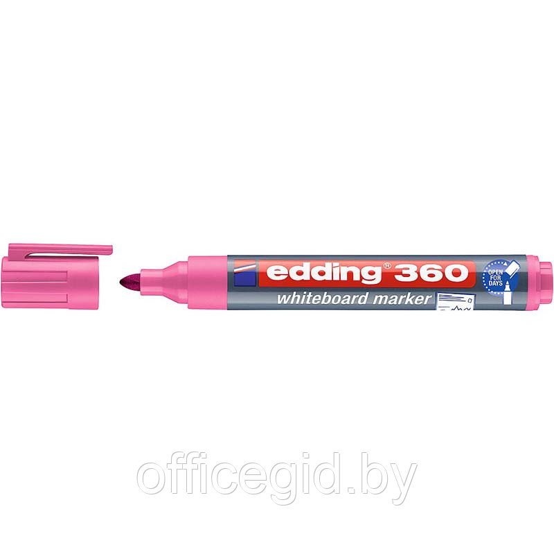 Маркер для белых досок edding 360, круглый наконечник, 1.5-3 мм Розовый, (10 шт/уп) - фото 1 - id-p204644112