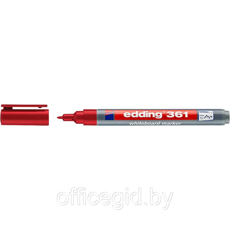 Маркер для белых досок edding 361, круглый наконечник, 1 мм Красный, (10 шт/уп) - фото 1 - id-p204644114
