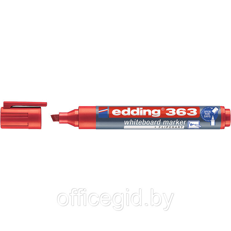Маркер для белых досок edding 363, скошенный наконечник, 1-5 мм Красный, (10 шт/уп) - фото 1 - id-p204644123