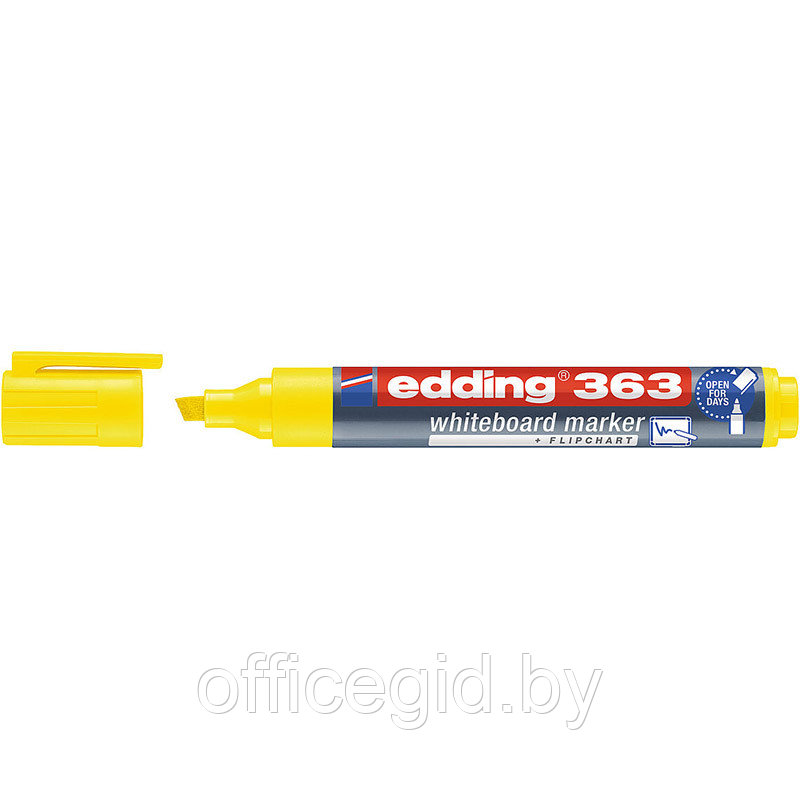 Маркер для белых досок edding 363, скошенный наконечник, 1-5 мм Желтый, (10 шт/уп) - фото 1 - id-p204644127