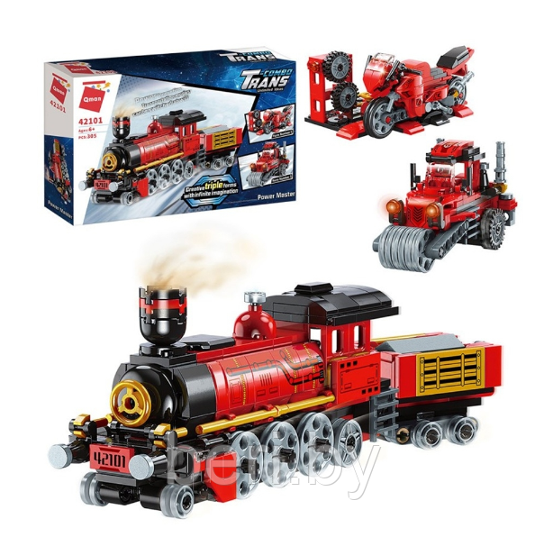 42101 Конструктор QMAN Поезд 3 в 1, 305 деталей, аналог Lego - фото 4 - id-p204630083