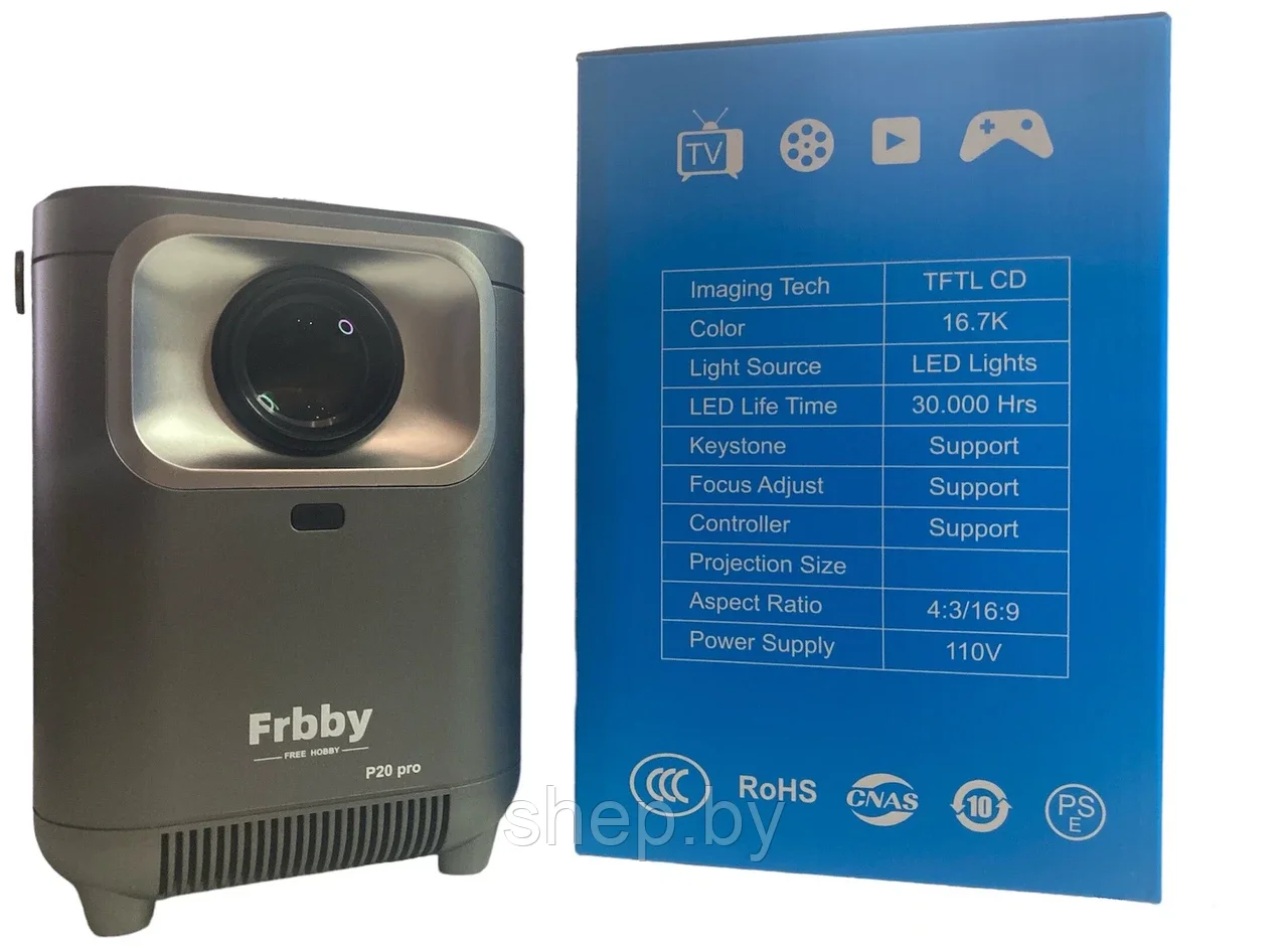Проектор Frbby P20 PRO портативный c Wi Fi + Bluetooth , 1920x1080 4K HD Android TV