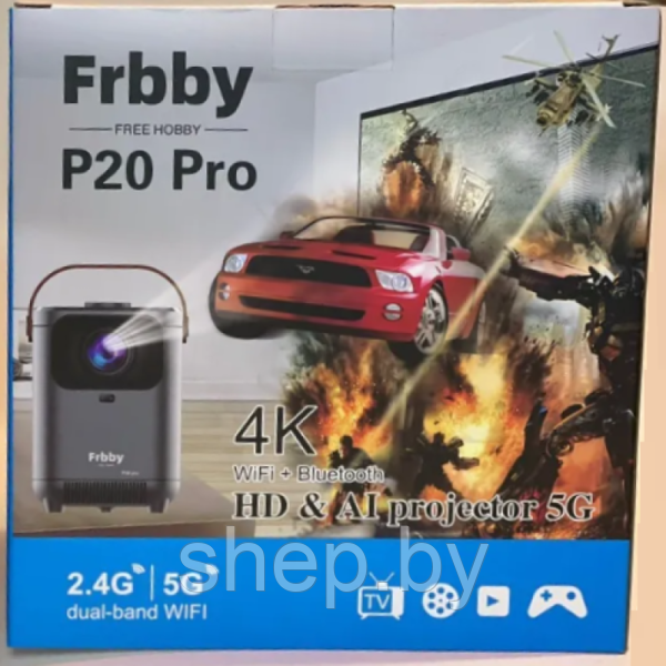 Проектор Frbby P20 PRO портативный c Wi Fi + Bluetooth , 1920x1080 4K HD Android TV - фото 10 - id-p204650008
