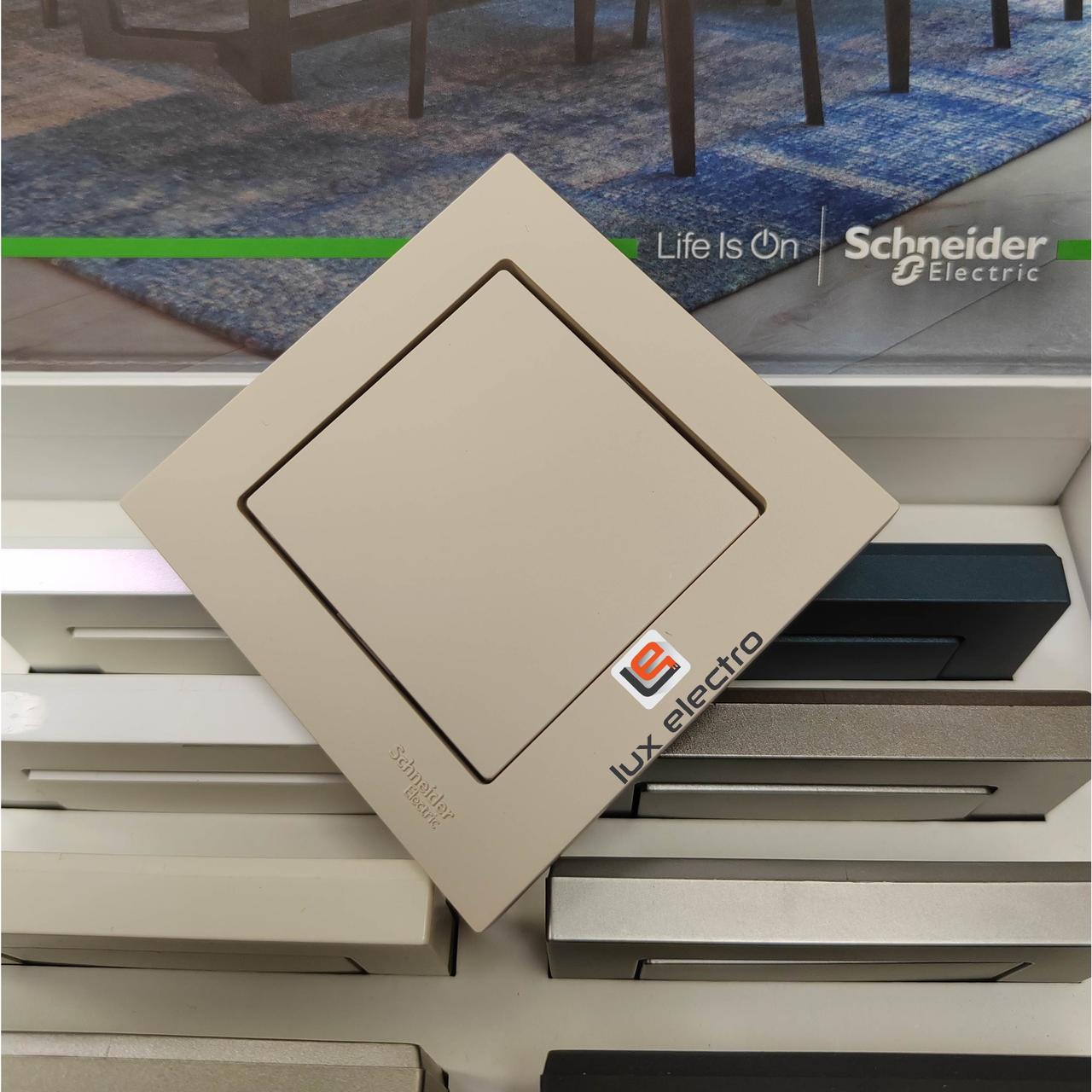Выключатель проходной (переключатель) двухклавишный, цвет Песочный (Schneider Electric ATLAS DESIGN) - фото 3 - id-p203836632