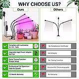 Фитолампа для растений Plant Grow Light на прищепке 3 рожка, фото 3