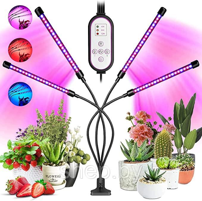 Фитолампа для растений Plant Grow Light на прищепке 4 рожка