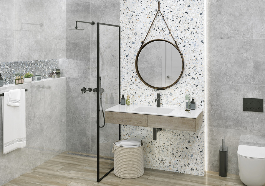 Лаппатированный керамогранит Alma Ceramica Terrazzo Белый 570х570