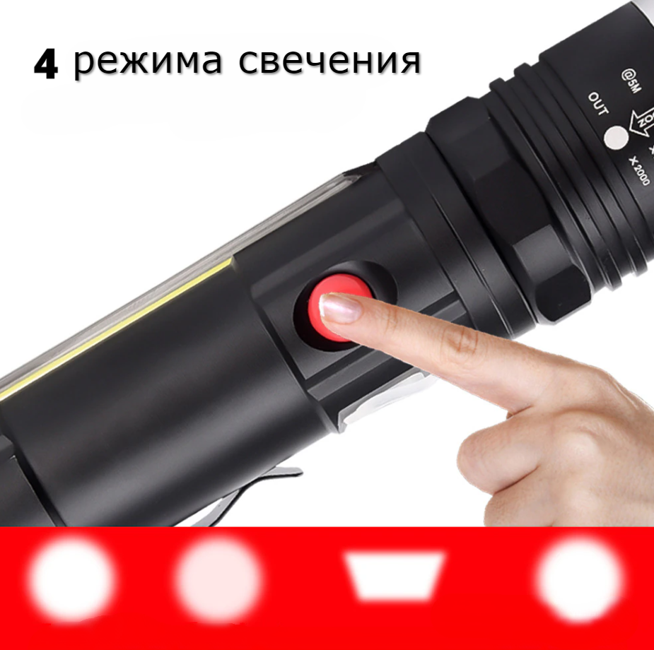 Светодиодный фонарь с магнитным держателем / Аккумулятор USB-зарядка / 4 режима свечения NSY YM - T6 - 26 - фото 9 - id-p204656115