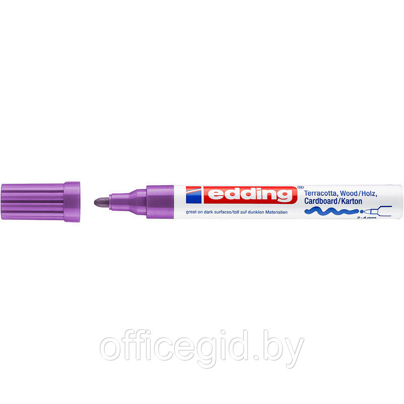 Маркер лаковый матовый edding 4000, пигментные чернила, круглый наконечник, 2-4 мм Фиолетовый, (10 шт/уп) - фото 1 - id-p204671708