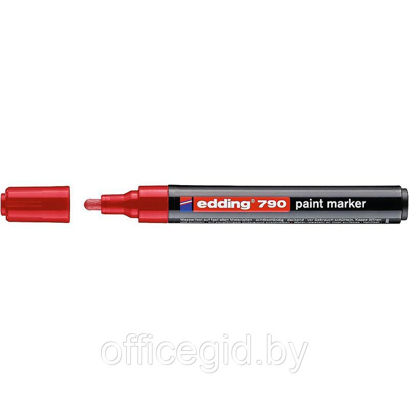 Маркер лаковый глянцевый edding 790, круглый наконечник, 2-3 мм Красный, (10 шт/уп) - фото 1 - id-p204671796