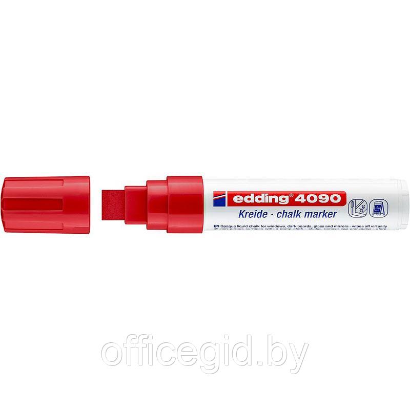 Маркер меловой по стеклу edding 4090, смываемый, скошенный наконечник, 4-15 мм Красный, (5 шт/уп) - фото 1 - id-p204671881