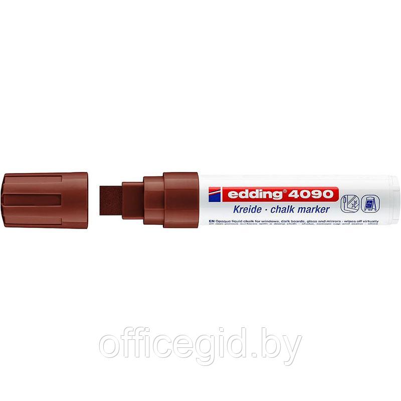 Маркер меловой по стеклу edding 4090, смываемый, скошенный наконечник, 4-15 мм Коричневый, (5 шт/уп) - фото 1 - id-p204671890