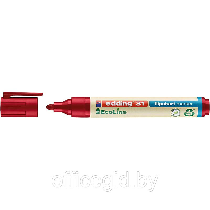 Маркер для флипчартов edding 31 EcoLine Cap-off, круглый наконечник, 1.5-3 мм Красный, (10 шт/уп) - фото 1 - id-p204671967