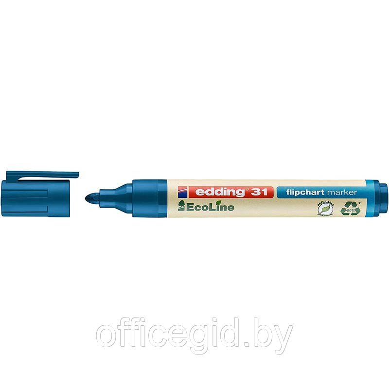 Маркер для флипчартов edding 31 EcoLine Cap-off, круглый наконечник, 1.5-3 мм Синий, (10 шт/уп) - фото 1 - id-p204671968