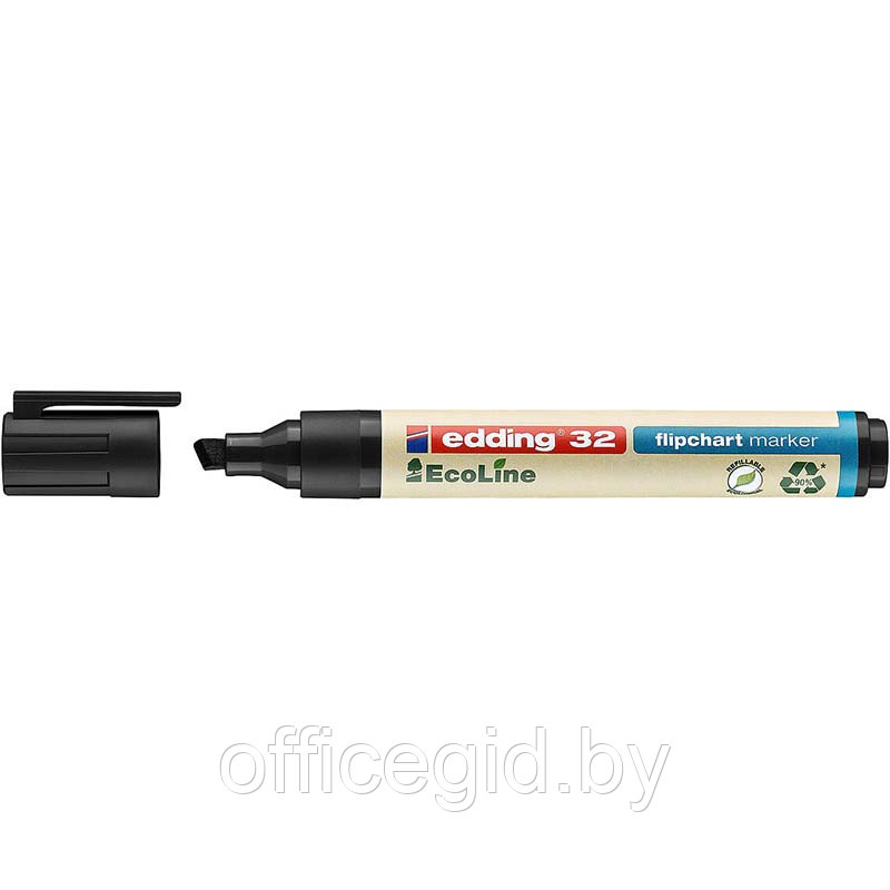 Маркер для флипчартов edding 32 EcoLine Cap-off, скошенный наконечник, 1-5 мм Черный, (10 шт/уп) - фото 1 - id-p204671971