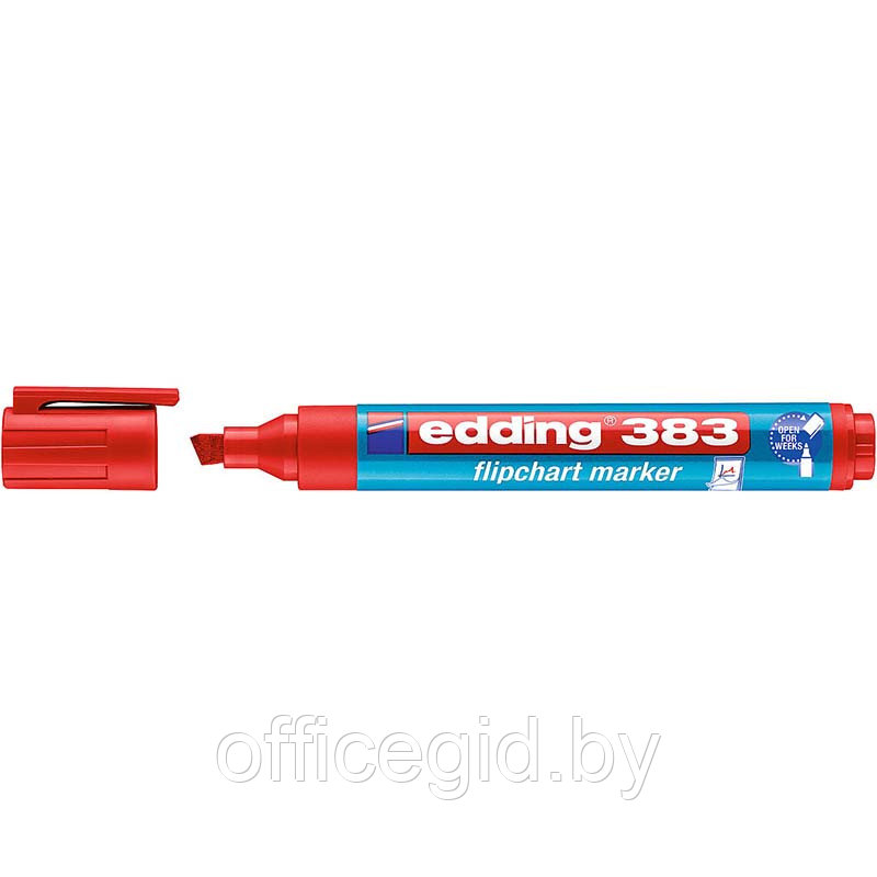 Маркер для флипчартов edding 383 Cap-off, скошенный наконечник, 1-5 мм Красный, (10 шт/уп) - фото 1 - id-p204671982