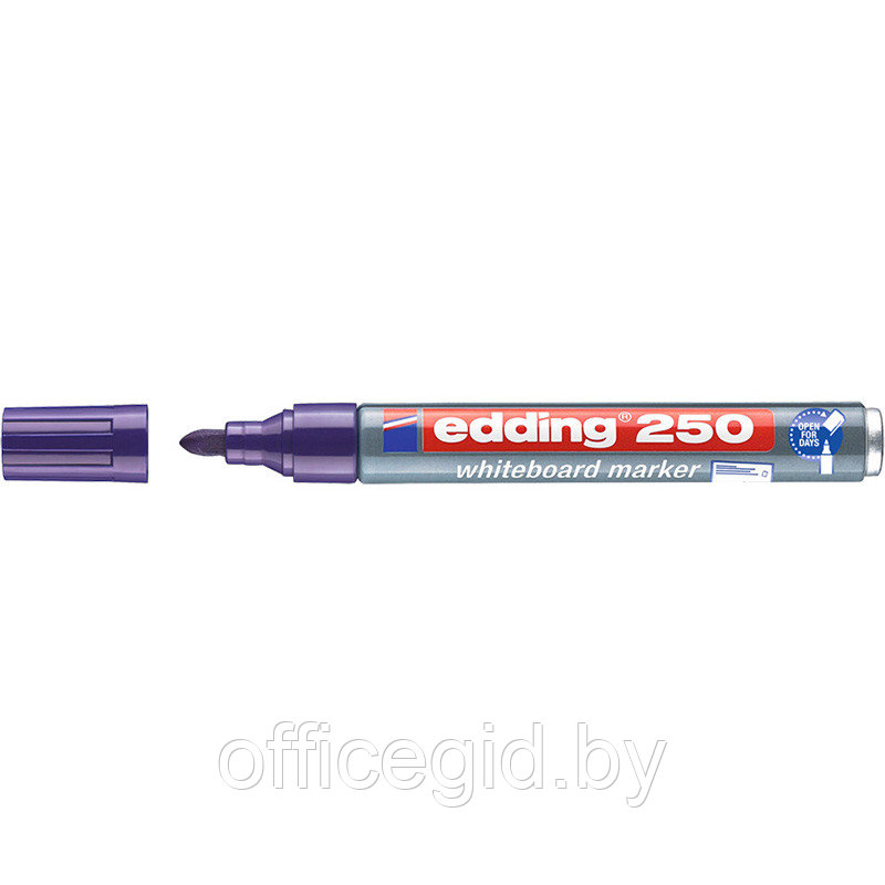 Маркер для белых досок edding 250 Cap-off, круглый наконечник, 1.5-3 мм Фиолетовый, (10 шт/уп) - фото 1 - id-p204672003