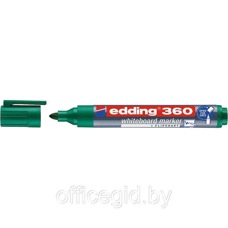 Маркер для белых досок edding 360, круглый наконечник, 1.5-3 мм Зеленый, (10 шт/уп) - фото 1 - id-p204672020