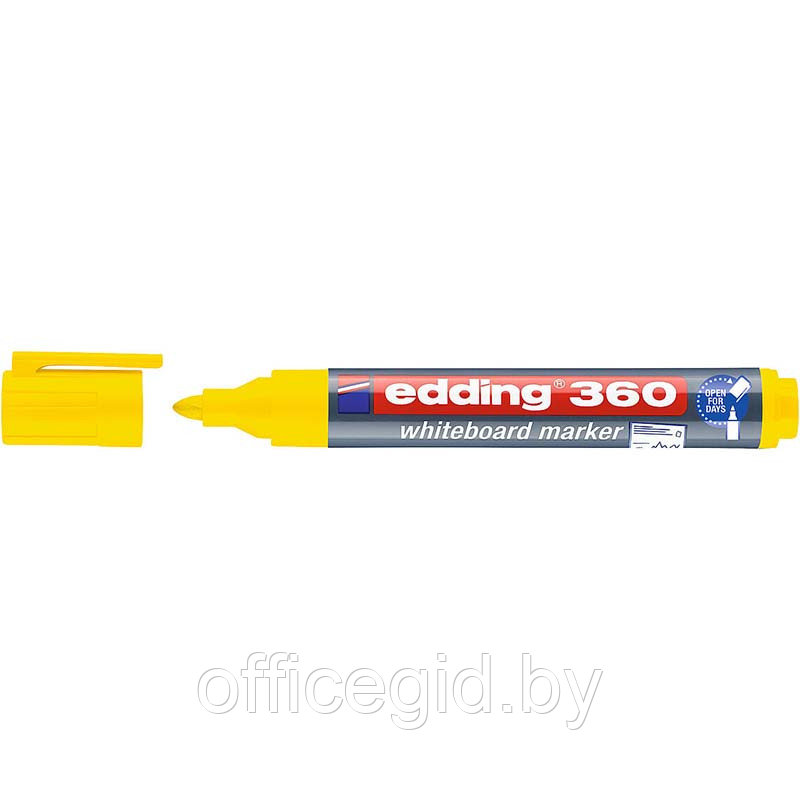 Маркер для белых досок edding 360, круглый наконечник, 1.5-3 мм Желтый, (10 шт/уп) - фото 1 - id-p204672022