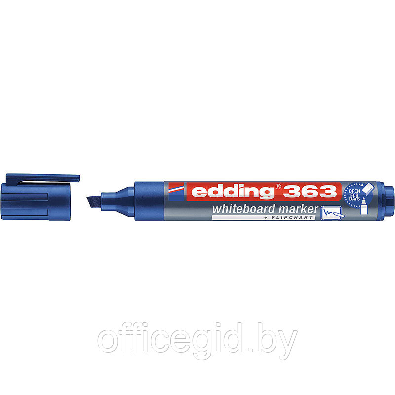 Маркер для белых досок edding 363, скошенный наконечник, 1-5 мм Синий, (10 шт/уп) - фото 1 - id-p204672039