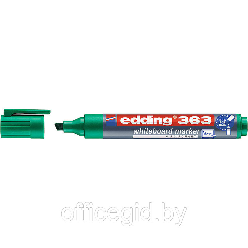 Маркер для белых досок edding 363, скошенный наконечник, 1-5 мм Зеленый, (10 шт/уп) - фото 1 - id-p204672040