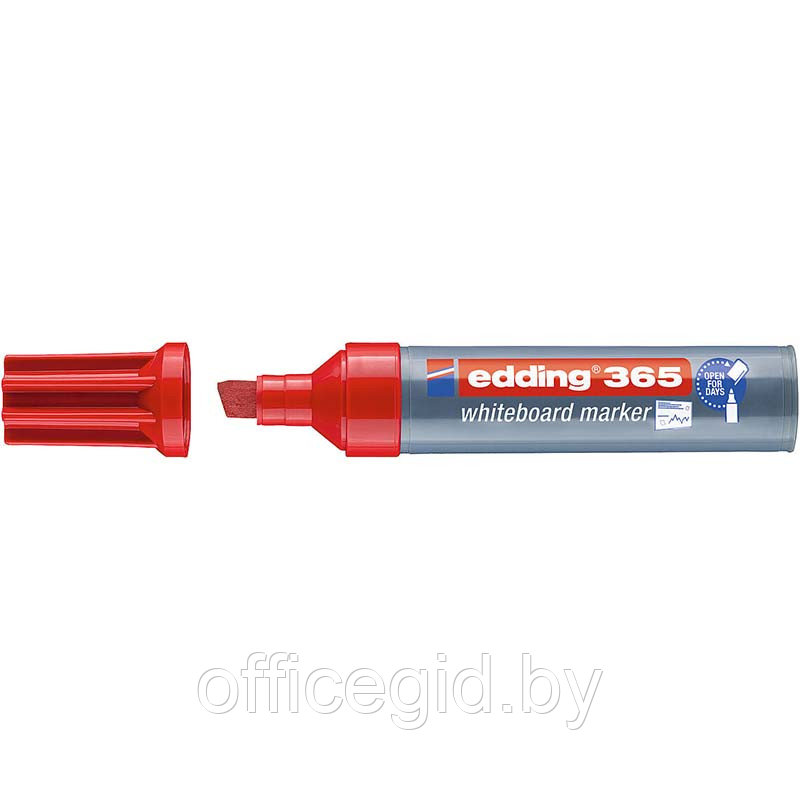 Маркер для белых досок edding 365, скошенный наконечник, 2-7 мм Красный, (10 шт/уп) - фото 1 - id-p204672048