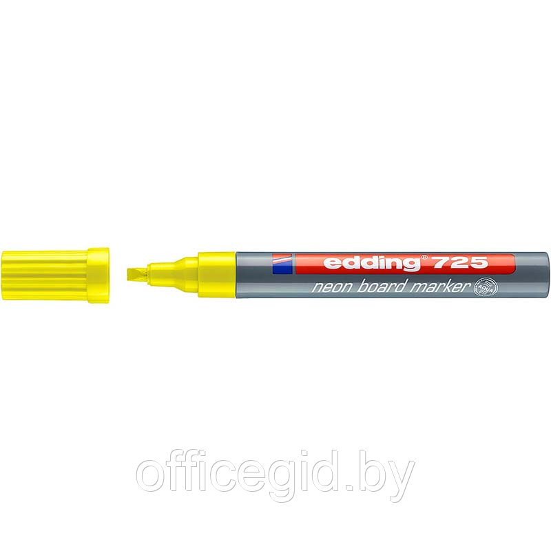 Маркер для досок edding 725, скошенный наконечник, 2-5 мм Неон желтый, (10 шт/уп) - фото 1 - id-p204672060