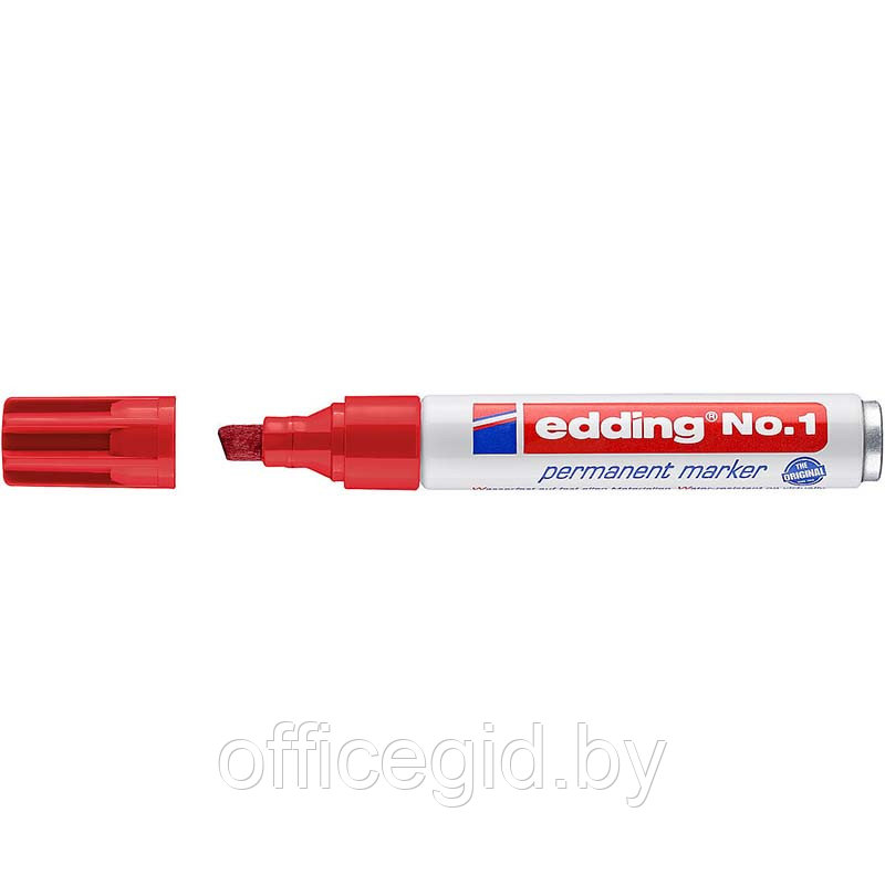 Маркер перманентный edding No.1, заправляемый, скошенный наконечник, 1-5 мм Красный, (10 шт/уп) - фото 1 - id-p204672063