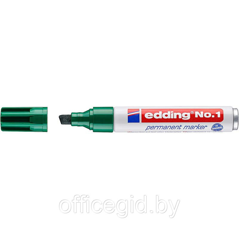 Маркер перманентный edding No.1, заправляемый, скошенный наконечник, 1-5 мм Зеленый, (10 шт/уп) - фото 1 - id-p204672065