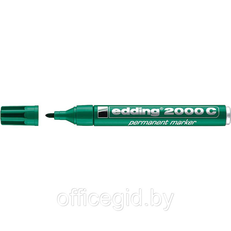 Маркер перманентный edding 2000C, рисования, круглый наконечник, заправляемый, 1.5-3 мм Зеленый, (10 шт/уп) - фото 1 - id-p204672080