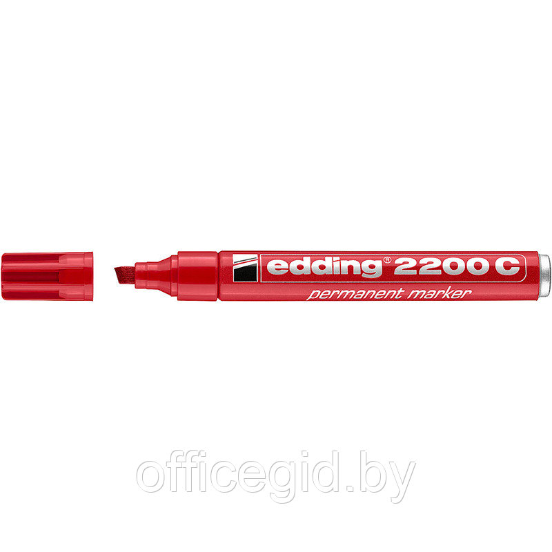 Маркер перманентный edding 2200C, заправляемый, скошенный наконечник, 1-5 мм, блистер Красный, (10 шт/уп) - фото 1 - id-p204672103