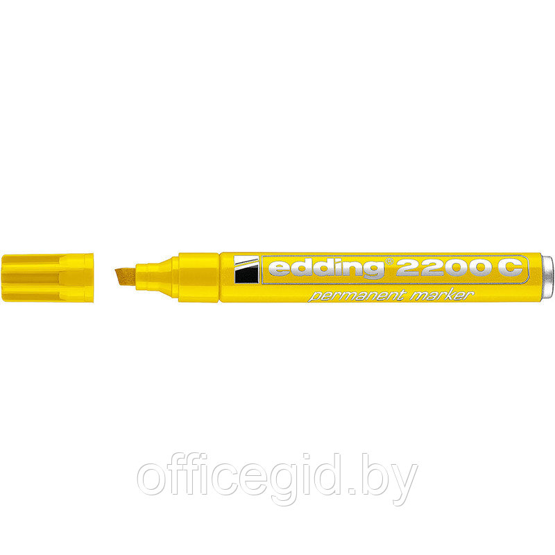 Маркер перманентный edding 2200С, заправляемый, скошенный наконечник, 1-5 мм Желтый, (10 шт/уп) - фото 1 - id-p204672109