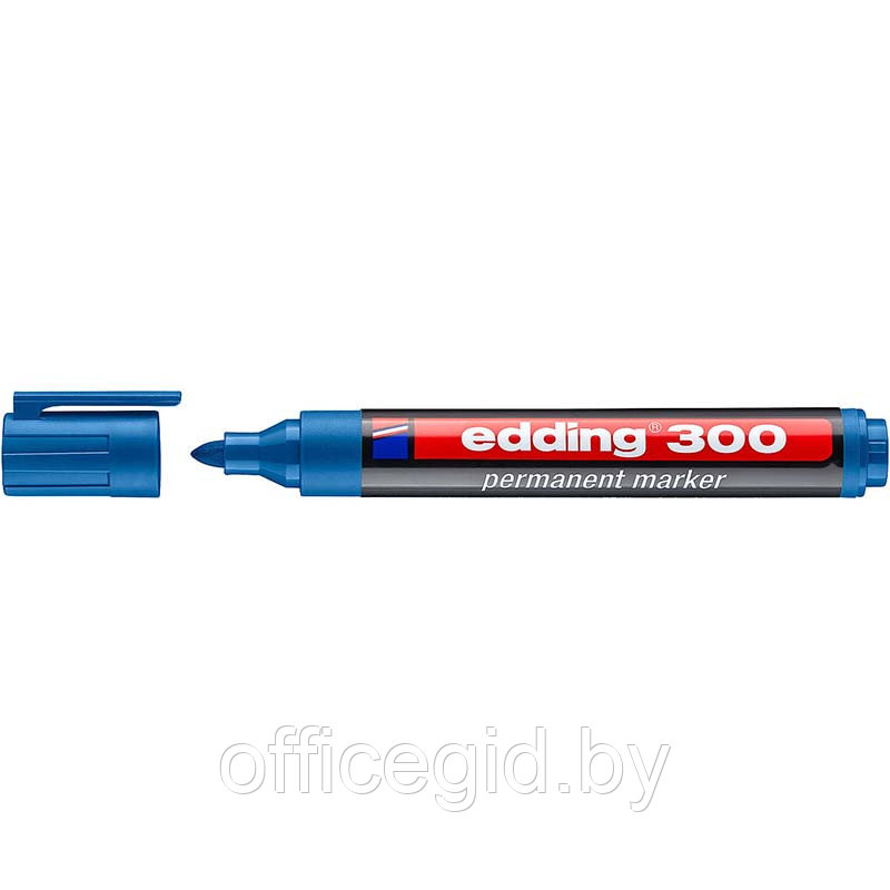 Маркер перманентный edding 300, круглый наконечник, 1.5-3 мм Голубой, (10 шт/уп) - фото 1 - id-p204672118