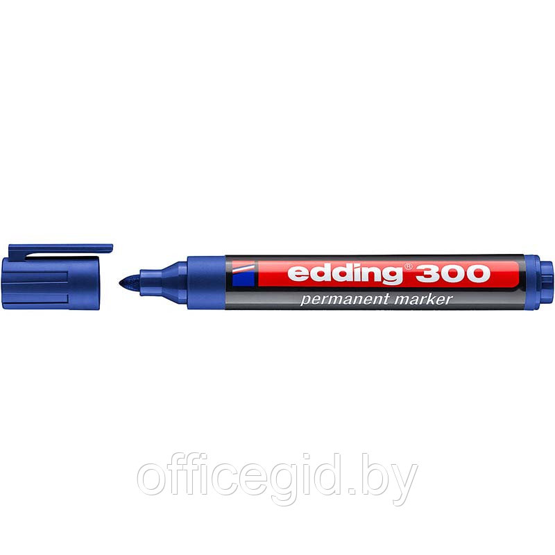 Маркер перманентный edding 300, круглый наконечник, 1.5-3 мм Синий, (10 шт/уп) - фото 1 - id-p204672120