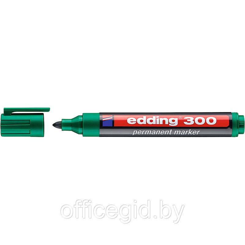 Маркер перманентный edding 300, круглый наконечник, 1.5-3 мм Зеленый, (10 шт/уп) - фото 1 - id-p204672122
