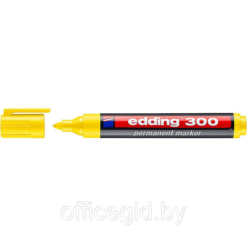 Маркер перманентный edding 300, круглый наконечник, 1.5-3 мм Желтый, (10 шт/уп) - фото 1 - id-p204672124