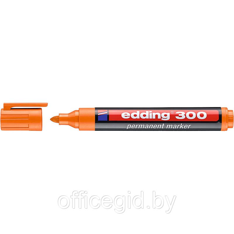 Маркер перманентный edding 300, круглый наконечник, 1.5-3 мм Оранжевый, (10 шт/уп) - фото 1 - id-p204672125