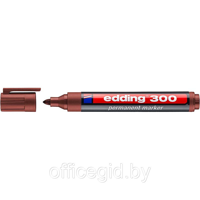 Маркер перманентный edding 300, круглый наконечник, 1.5-3 мм Коричневый, (10 шт/уп) - фото 1 - id-p204672126
