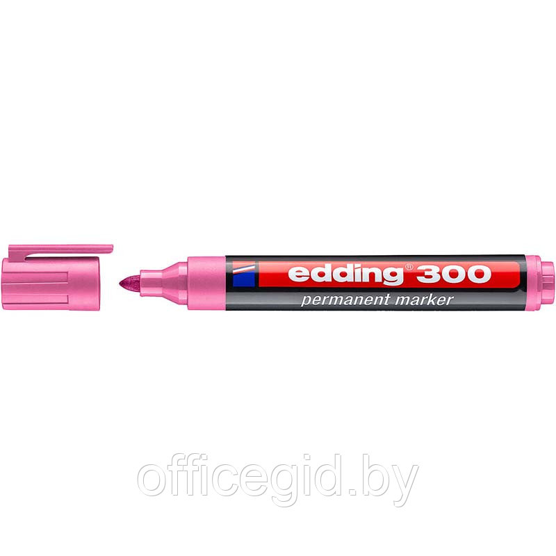 Маркер перманентный edding 300, круглый наконечник, 1.5-3 мм Розовый, (10 шт/уп) - фото 1 - id-p204672128