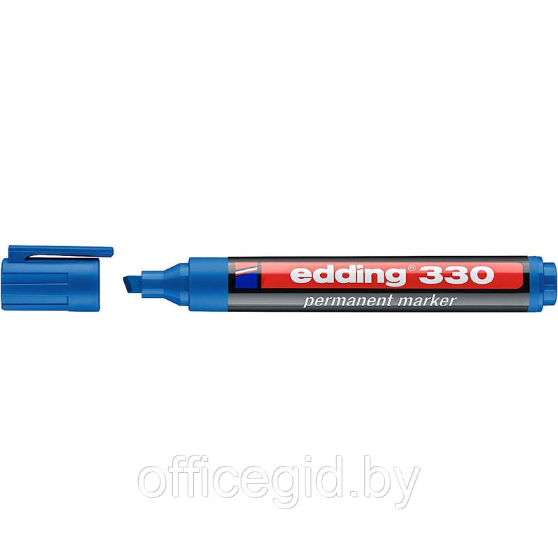 Маркер перманентный edding 330, скошенный наконечник, 1-5 мм Голубой, (10 шт/уп) - фото 1 - id-p204672134
