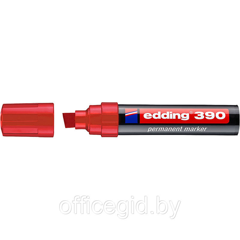Маркер перманентный edding 390, скошенный наконечник, 4-12 мм Красный, (10 шт/уп) - фото 1 - id-p204672152