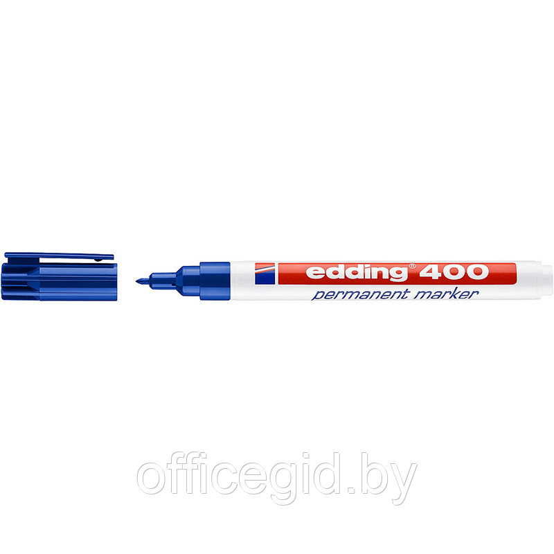 Маркер перманентный edding 400, круглый наконечник, 1 мм Синий, (10 шт/уп) - фото 1 - id-p204672163